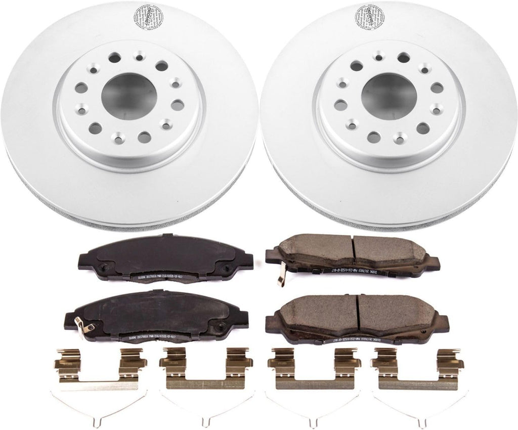 PowerStop Front Brake Kit for Buick Enclave 2018-20 |Chevrolet Blazer 2019-20 |Traverse 2018-20 |GMC Acadia 2017-20 - Fully-Coated Disc Rotors with Z17 Ceramic Brake Pads Replacement, CRK7409