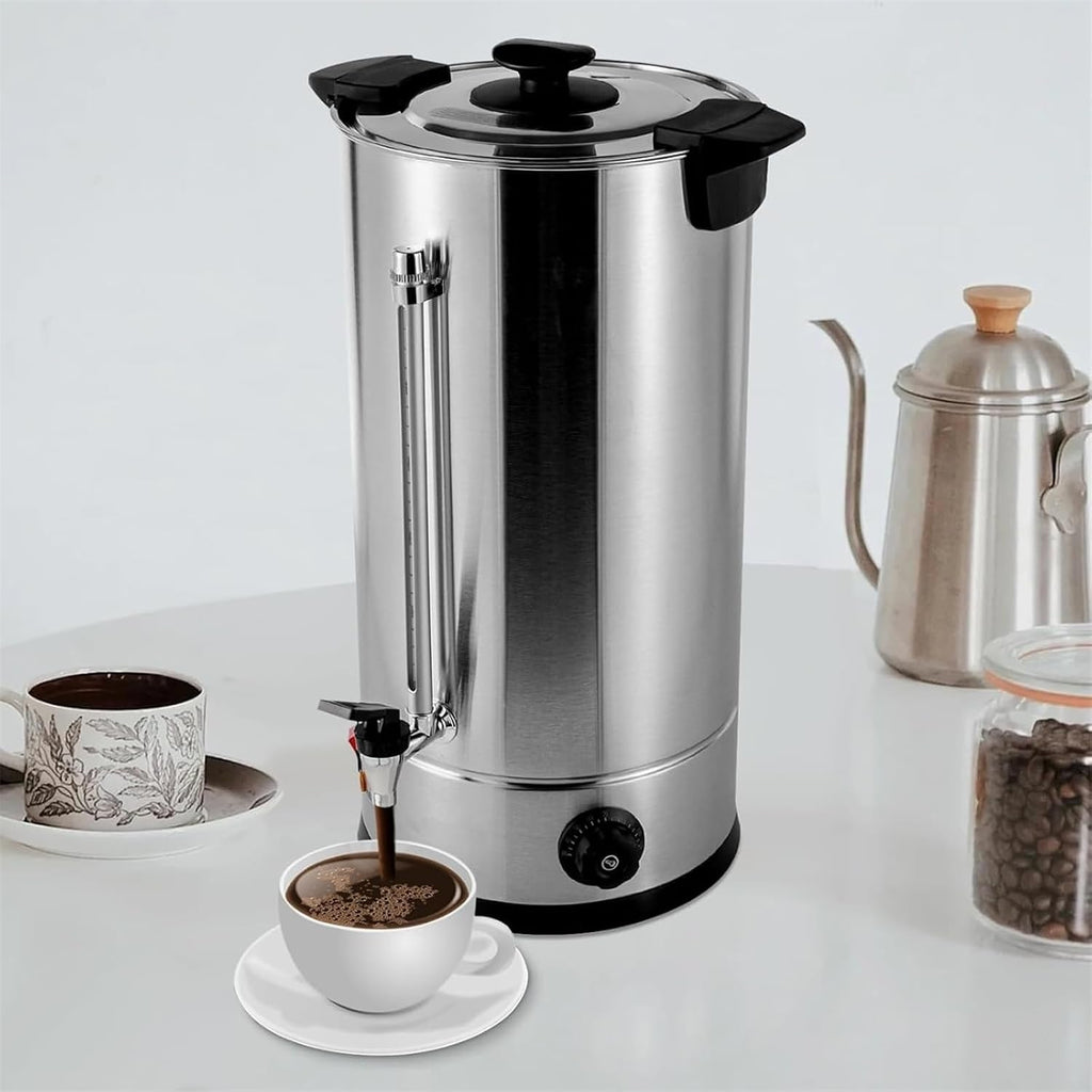25 Liters Commercial Stainless Coffee Maker，6.6 Gallon Coffee Maker，1.4 KW Electric Hot Water Dispenser For Parties，Easy Cleaning，Double Layer Insulation