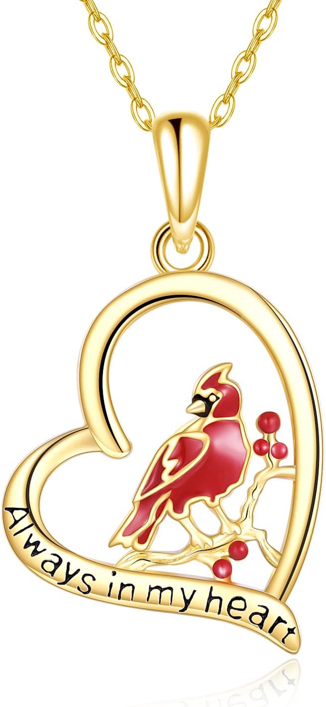 KECHO 14K Gold Red Cardinal/Hummingbird/Ladybug/Dragonfly Necklace Gifts for Women Pendant Memorial Jewelry