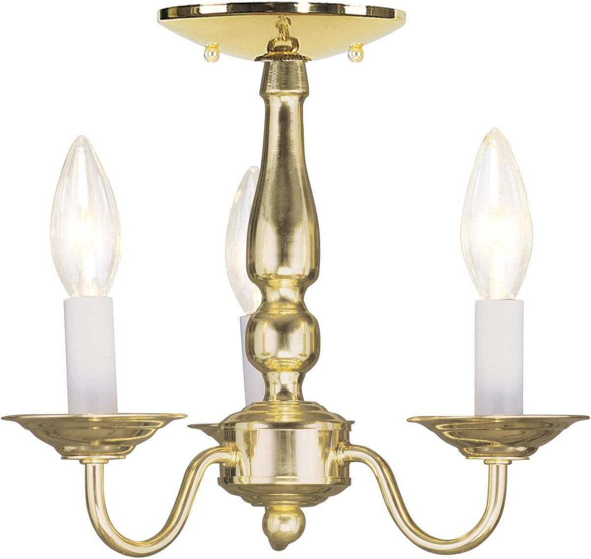 Livex Lighting 5009-02 Williamsburgh 3-Light Convertible Hanging Lantern/Ceiling Mount, Polished Brass