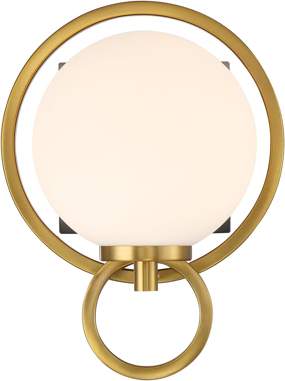 Savoy House 9-6180-1-143 Alhambra Vintage Mid-Century Modern Soft Frosted Glass Wall Sconce, 1-Light 60 Watt, 10' H x 8' W, Matte Black with Warm Brass