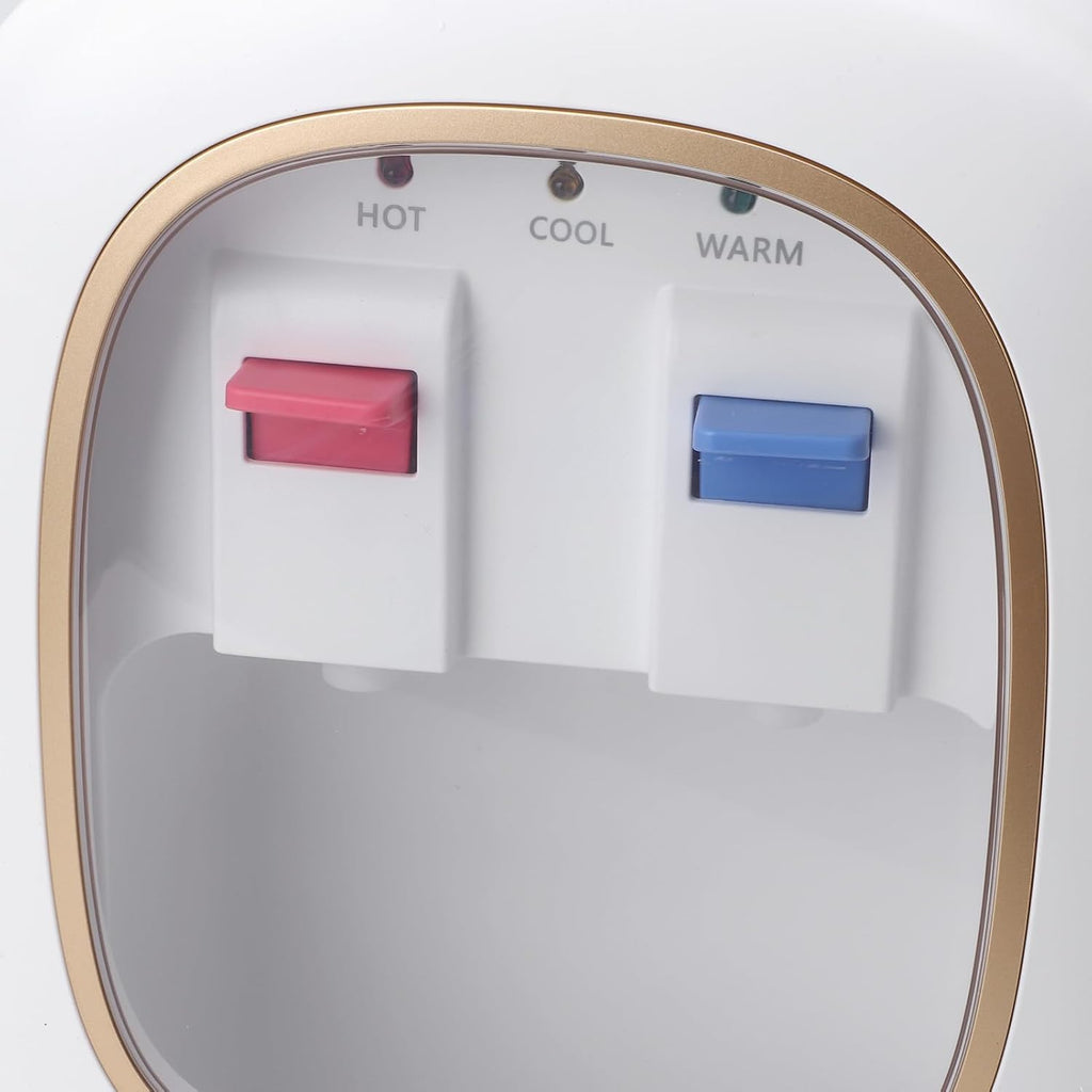 Water Dispenser, Stainless Steel Liner Anti Dry Burning Dual Temperature Control Hot Cold Countertop Water Cooler with Independent Dual Spout for Home Office