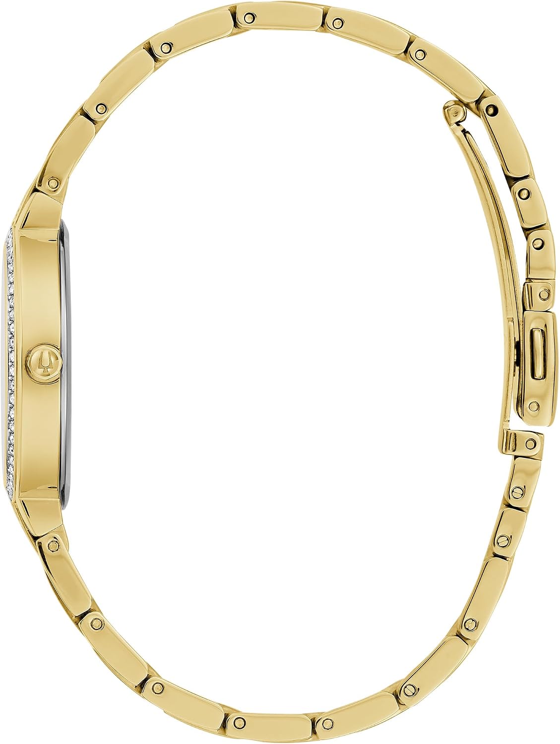 Bulova-Ladies' Crystal Gold-Tone Stainless Steel Box Set with White Mother-of-Pearl Dial 3-Hand Quartz-Watch and MOP Crystal Accent Hearts Pendant-Necklace, 30mm Style:98X138