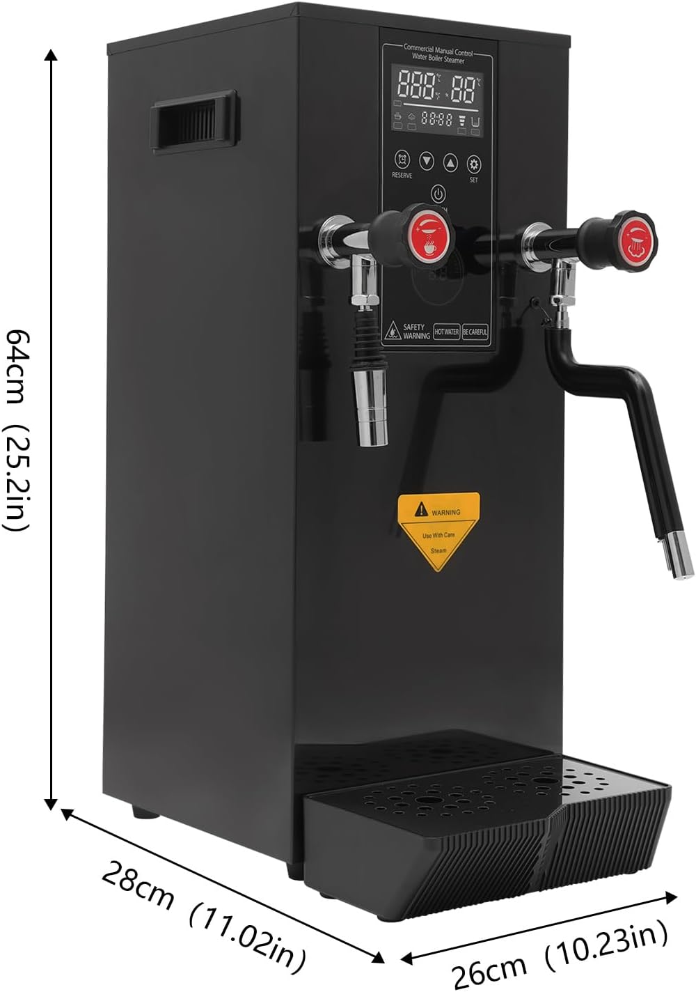 12L Commercial Hot Water Dispenser, 3000W Stainless Steel Water Boiler Electric Countertop Hot Drinking Machine with Timer & Fast Heating for Boba Tea Coffee Office Restaurant Hotel (Black)