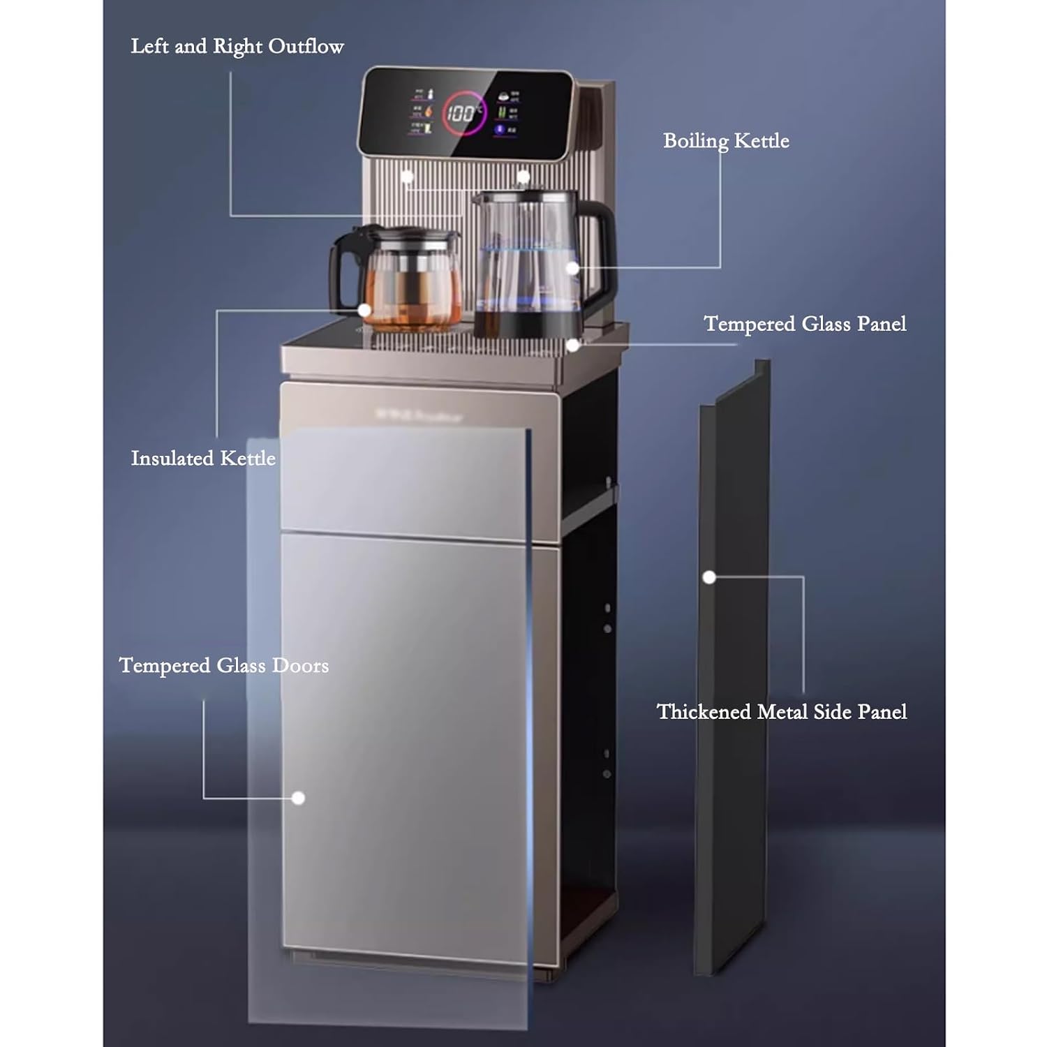 Hot and Cold Water Dispenser Vertical Intelligent Water Dispenser Household Bottom Mounted Water Bucket Multifunctional Automatic Bucket Water and Tea Bar Machine