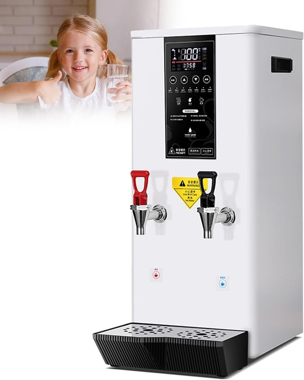 Water Boiler Eletric Commercial Hot Water Dispenser Countertop with Filter Automatic 50L 2500W Rapid Heating (White)