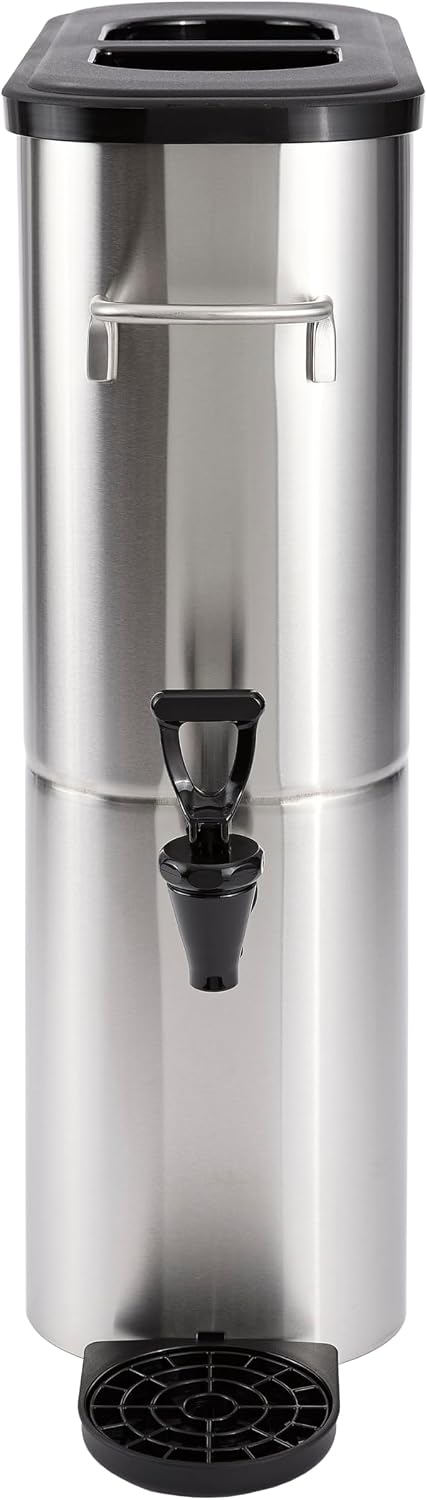Hubert 5 Gallon Stainless Steel Beverage Dispenser, Slim Profile, Commercial Ice Tea and Lemonade Dispenser for Caterers, Cafes, Bakeries, Offices, Hotels