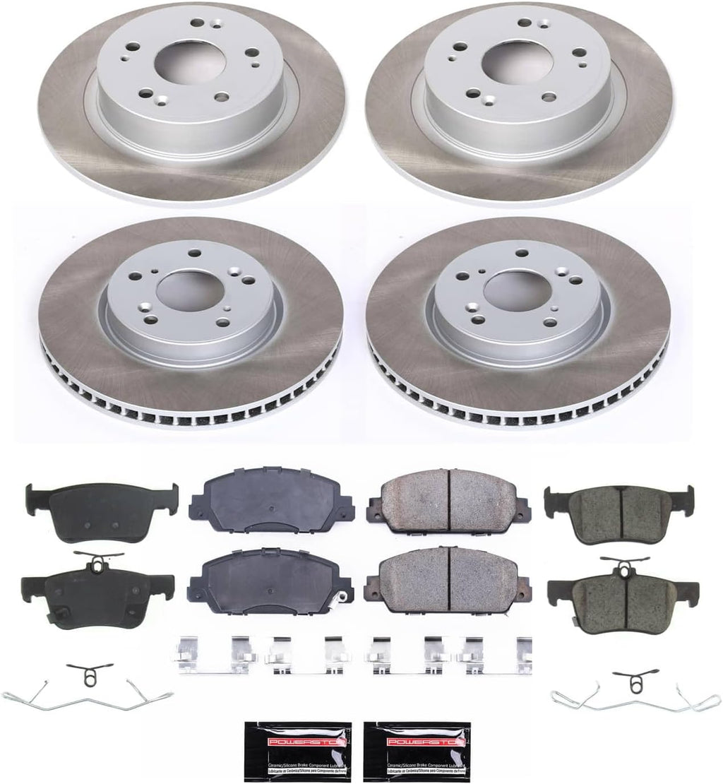 PowerStop Front and Rear Brake Kit for Honda Accord 2018-22 - Ceramic Brake Pads + Semi Coated Rotors Replacement, SC8066