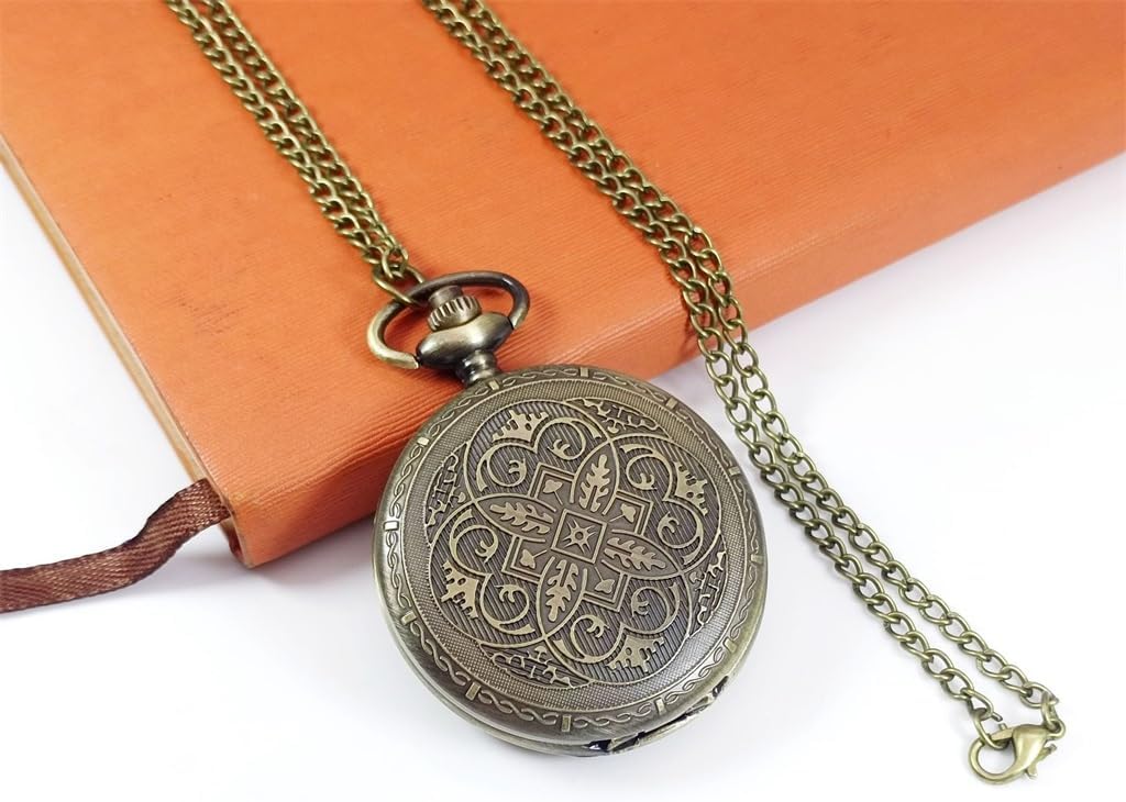 Carved Pocket Watch, Quartz, Necklace, Pendant, Clothing Accessories