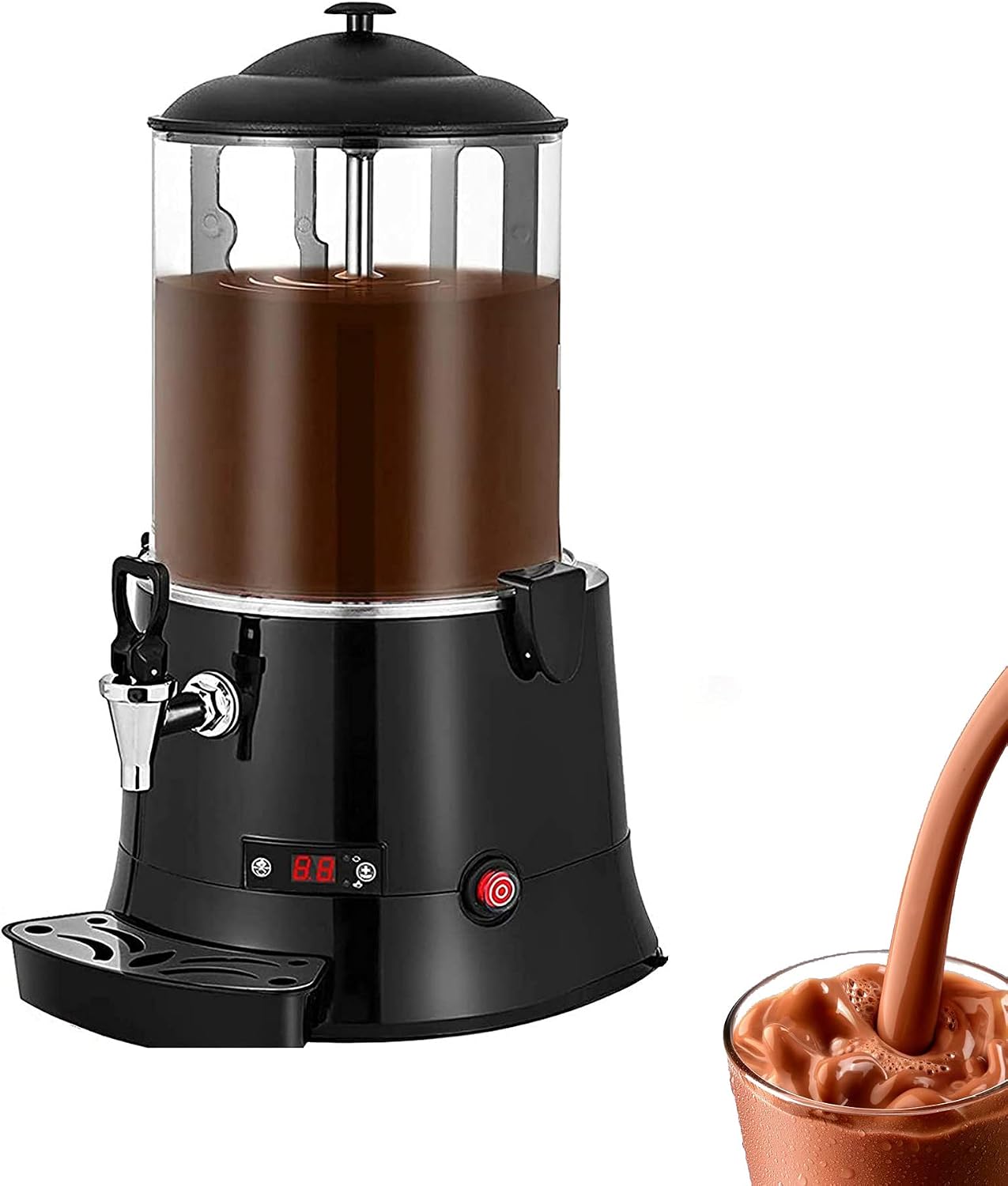 Hot Automatic Beverage Mixes Maker, Commercial Dispenser, Electric Milk Steamer Foam Maker, 400W Chocolate Maker, Coffee Maker Water Urn, for Espresso, Water, Tea, Chocolate, 30~90℃, Black