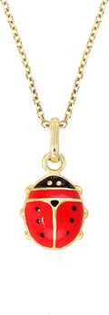 forme di Lucchetta - Lucky Red Ladybug Pendant Necklace in 14K Yellow Gold | Hypoallergenic Jewelry for Women and Girls | Precious Gift from Italy