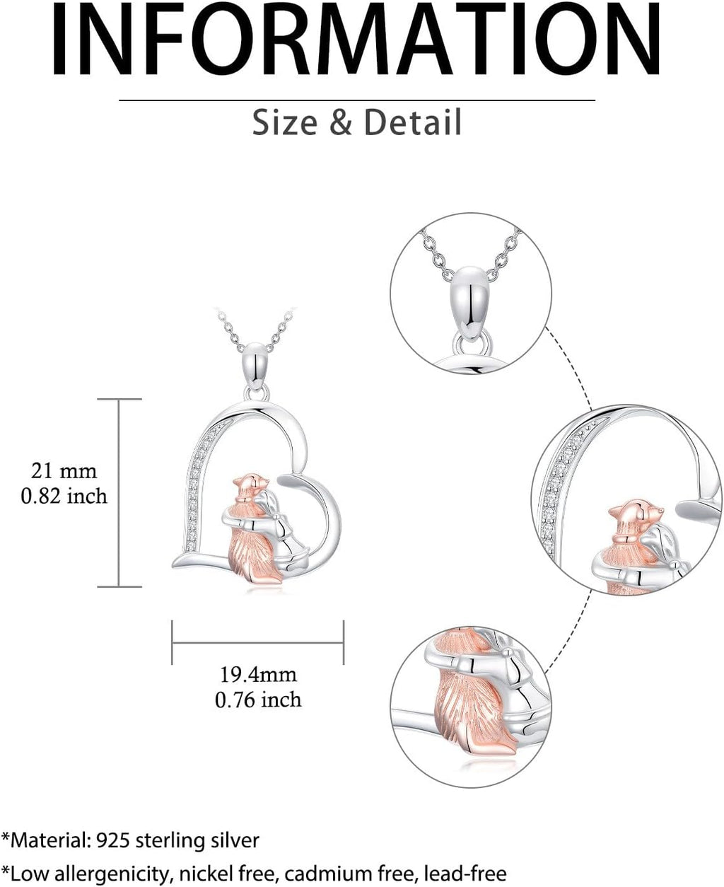 ZBA Natural Diamond Animal Necklaces for Women, 18k Gold Plated 925 Sterling Sliver Fine Jewelry Meaningful Gifts (Color F-G/Clarity I1-I2)