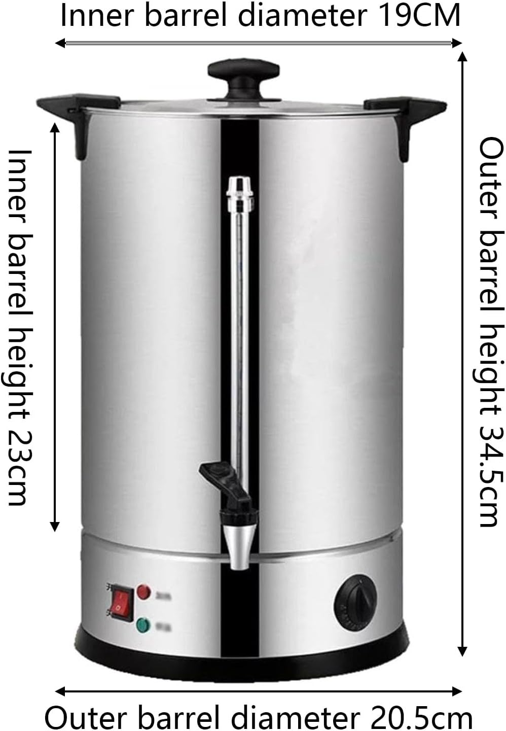 Electric Tea Urn,40L Commercial Stainless Steel Hot Water Urn Cateurn with Tap, Insulated Bucket for Coffee Water Milk,8L