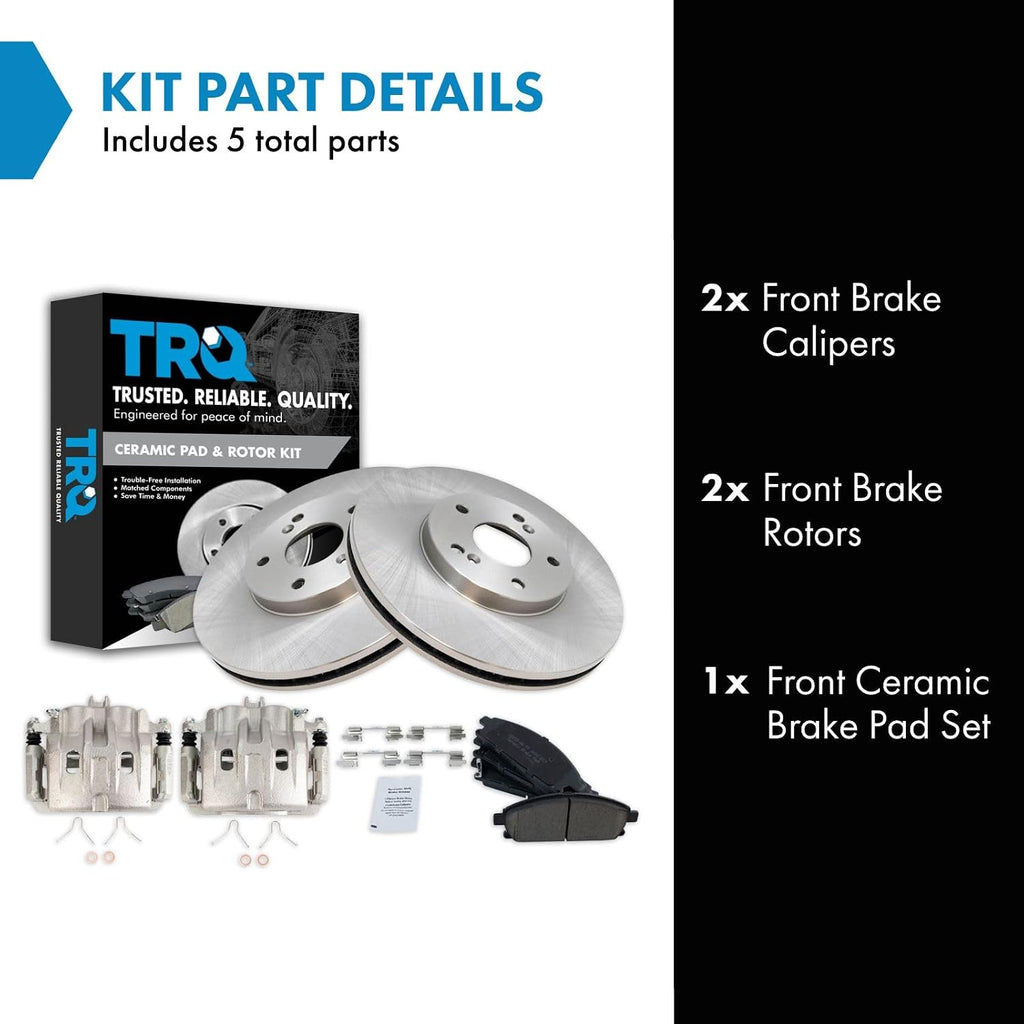 TRQ Front Brake Pad and Rotor Set Ceramic Rotors Calipers Compatible with 2006-2006 Acura MDX