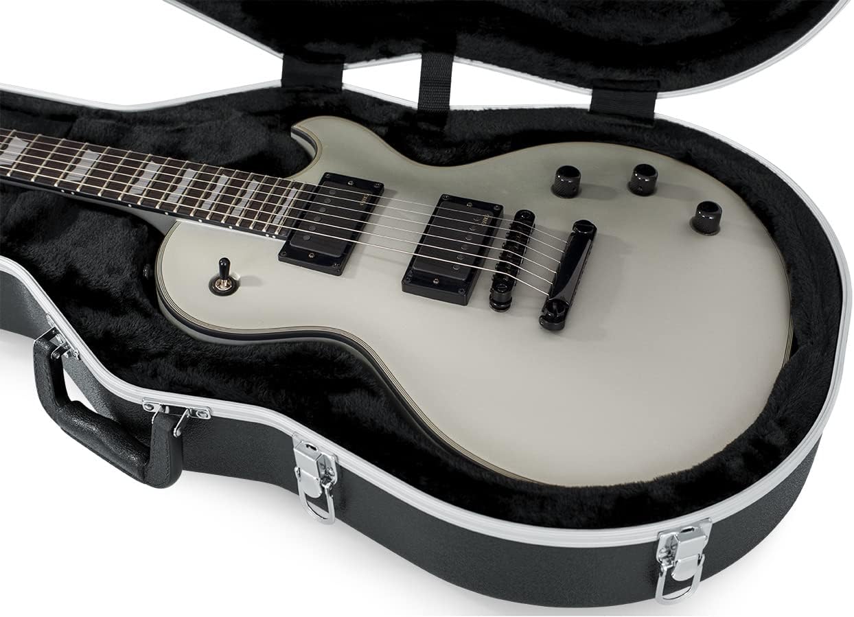 Gator GC-LPS Deluxe Molded Case for Single-Cutaway Electric Guitars such as Gibson Les Paul Guitars - Black Bundle with Cable, Strap, Picks, and Austin Bazaar Polishing Cloth