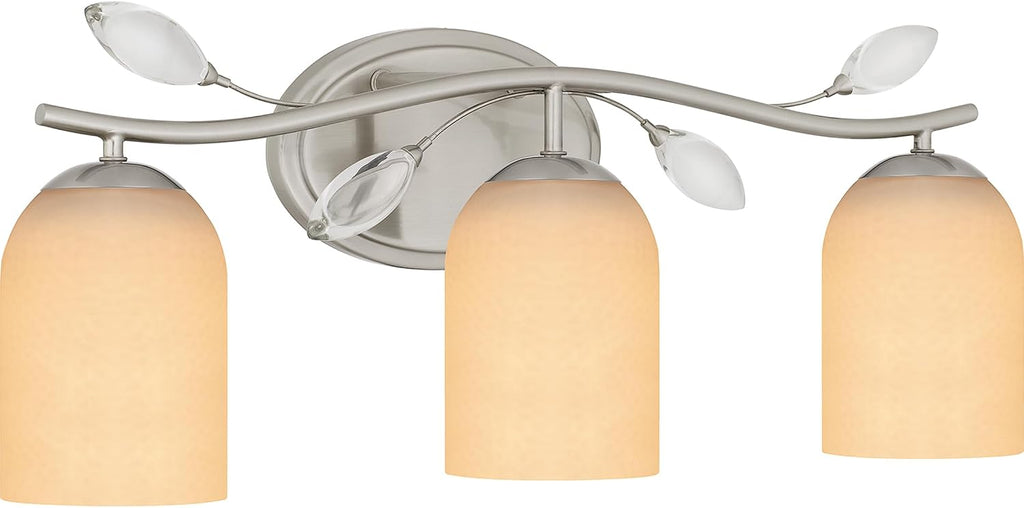 Quoizel Ulysses Bath Vanity Lights, 24 Inch 3-Light Brushed Nickel Bathroom Lighting Fixtures Over Mirror, 100W, Classic, Delicate & Modern Wall Mount Light for Bathrooms, Dresser or Sink