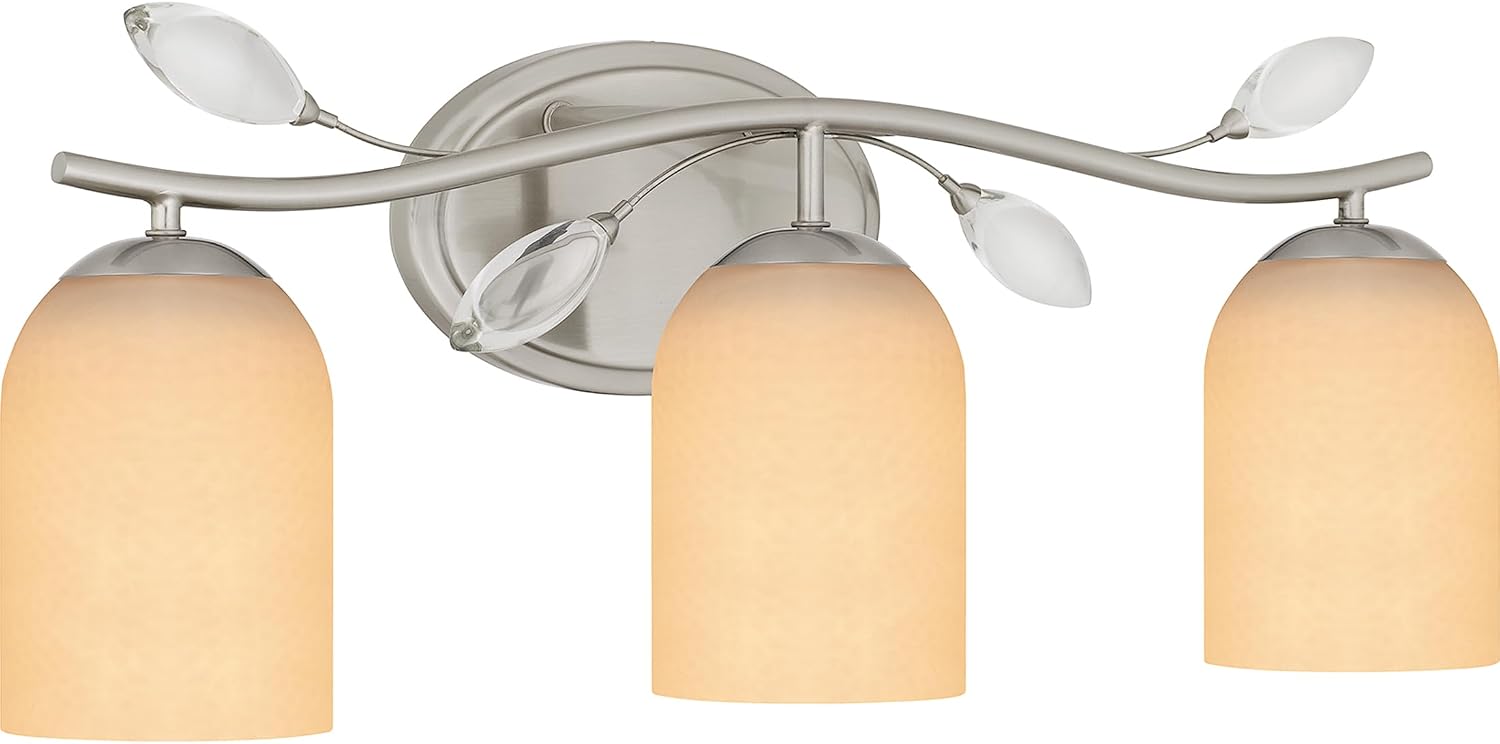 Quoizel Ulysses Bath Vanity Lights, 24 Inch 3-Light Brushed Nickel Bathroom Lighting Fixtures Over Mirror, 100W, Classic, Delicate & Modern Wall Mount Light for Bathrooms, Dresser or Sink