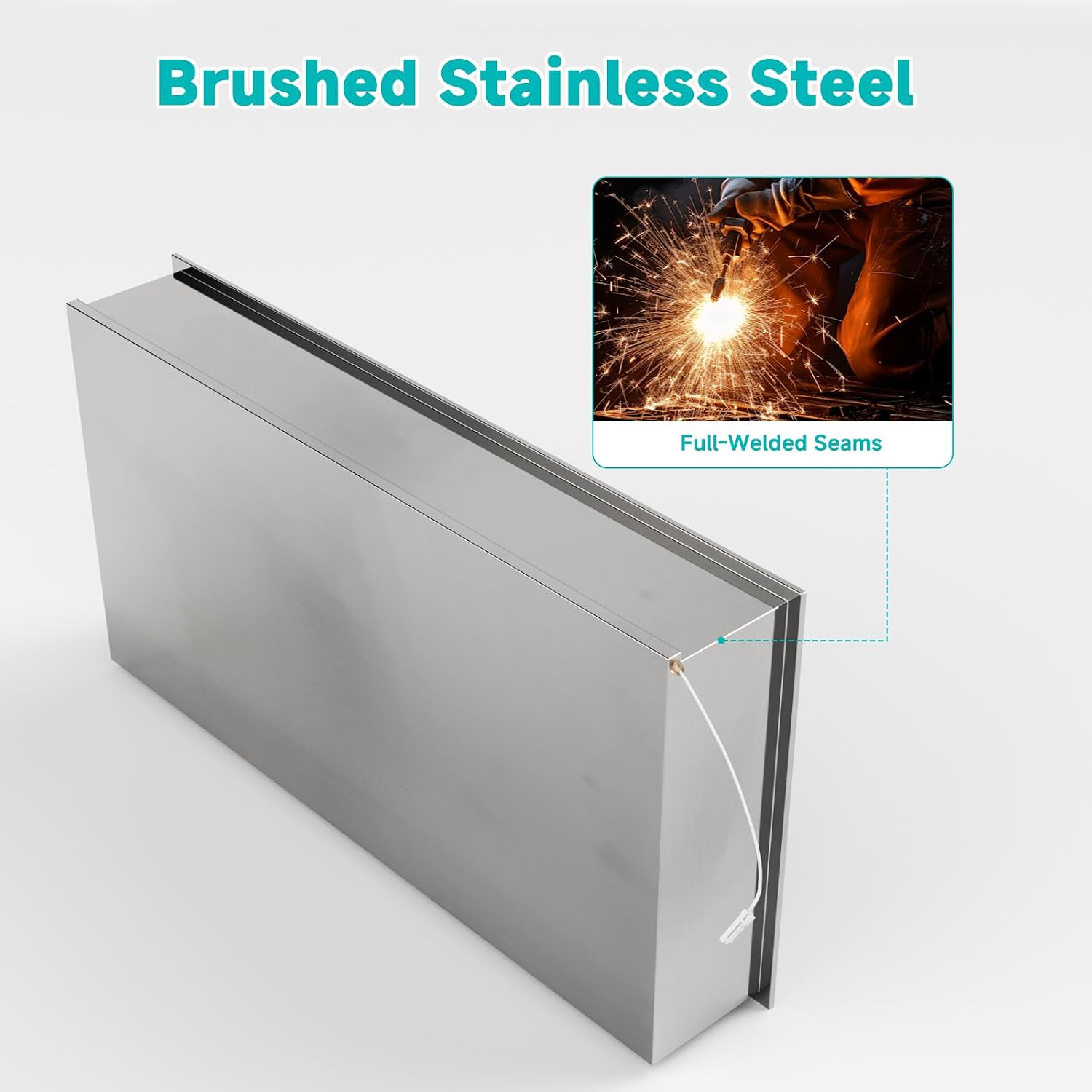 Stainless Steel Shower Niche with LED Lights 12' x 24' Recessed Wall Niche, No Tile Needed Bathroom Storage Shelf (Brushed)