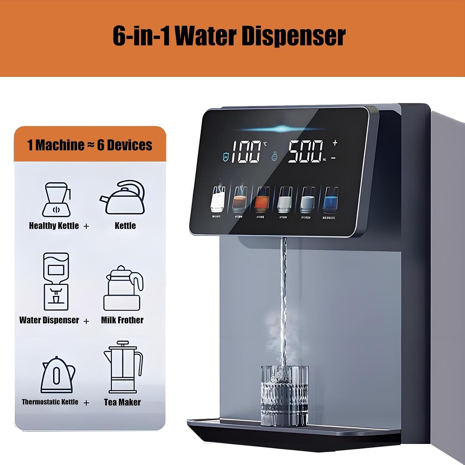 Wall-Mounted Mains Fed Unit Water Dispenser, Automatic Kitchen Cold Despenser with Safety Children's Lock, Hot Water 20L/h, for House Hold/Office(Gray)