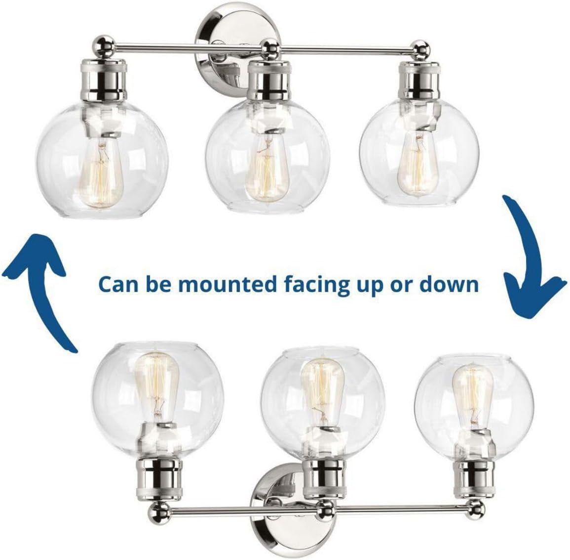 Hansford Collection 3-Light Clear Glass Coastal Bath Vanity Light Polished Nickel