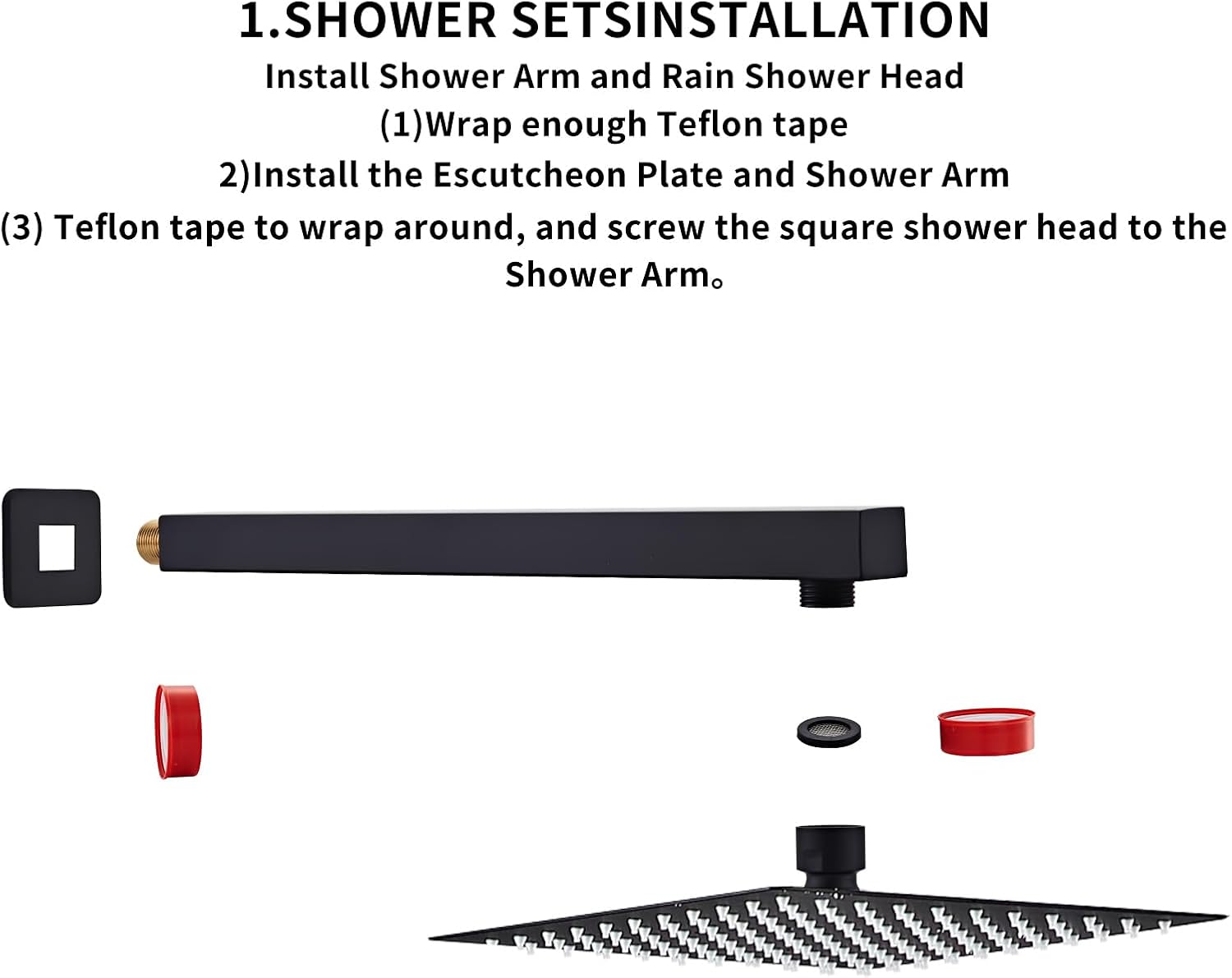 10' Matte Black Shower Faucet Set – Square Rainfall Showerhead + Handheld & Waterfall Spout, Wall-Mounted, Anti‑Clog Silicone – Modern Bathroom Hardware