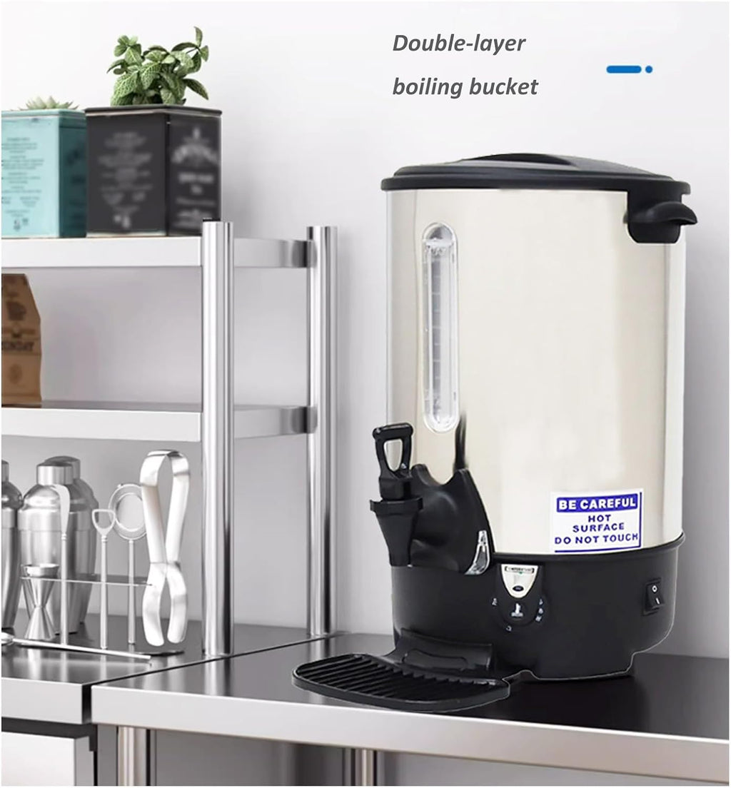 11.6L Commercial Large Capacity Stainless Steel Hot Water Dispenser Temperature Control Electric Boiling Bucket for Coffee Shops Milk Tea Shops Restaurants 110V 1500W