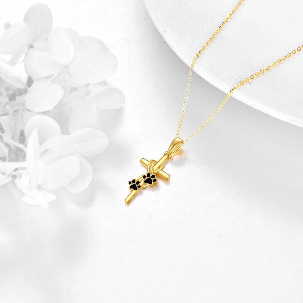 KECHO 14k Real Gold Cross Jewelry Gifts for Mother Grandma Sister Cross Pendant Necklace for Women