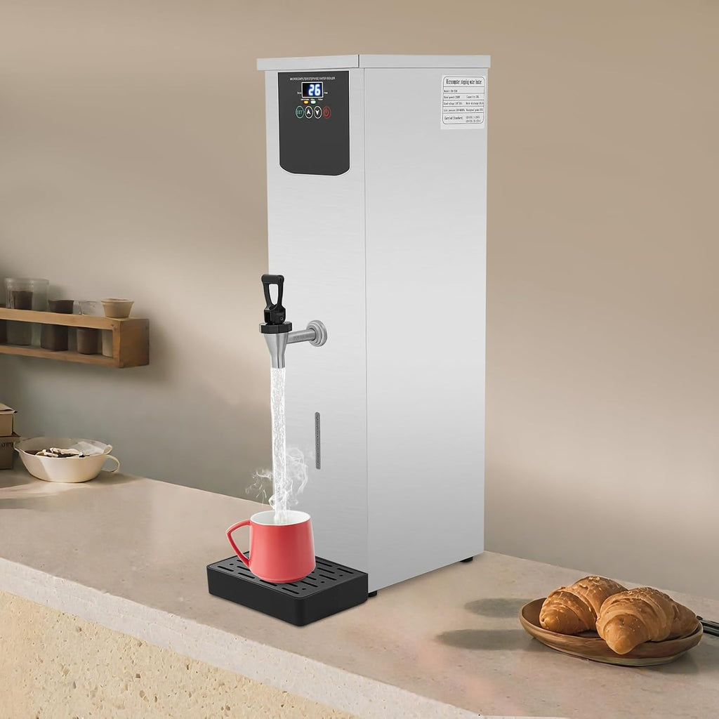 3000W Commercial Hot Water Dispenser, 30L Electric Water Boiler 13.2Gal/H Countertop Hot Water Machine with Step Heating & 24H Timer, 86-206°F Temperature Control for Restaurant, Home, Boba Tea