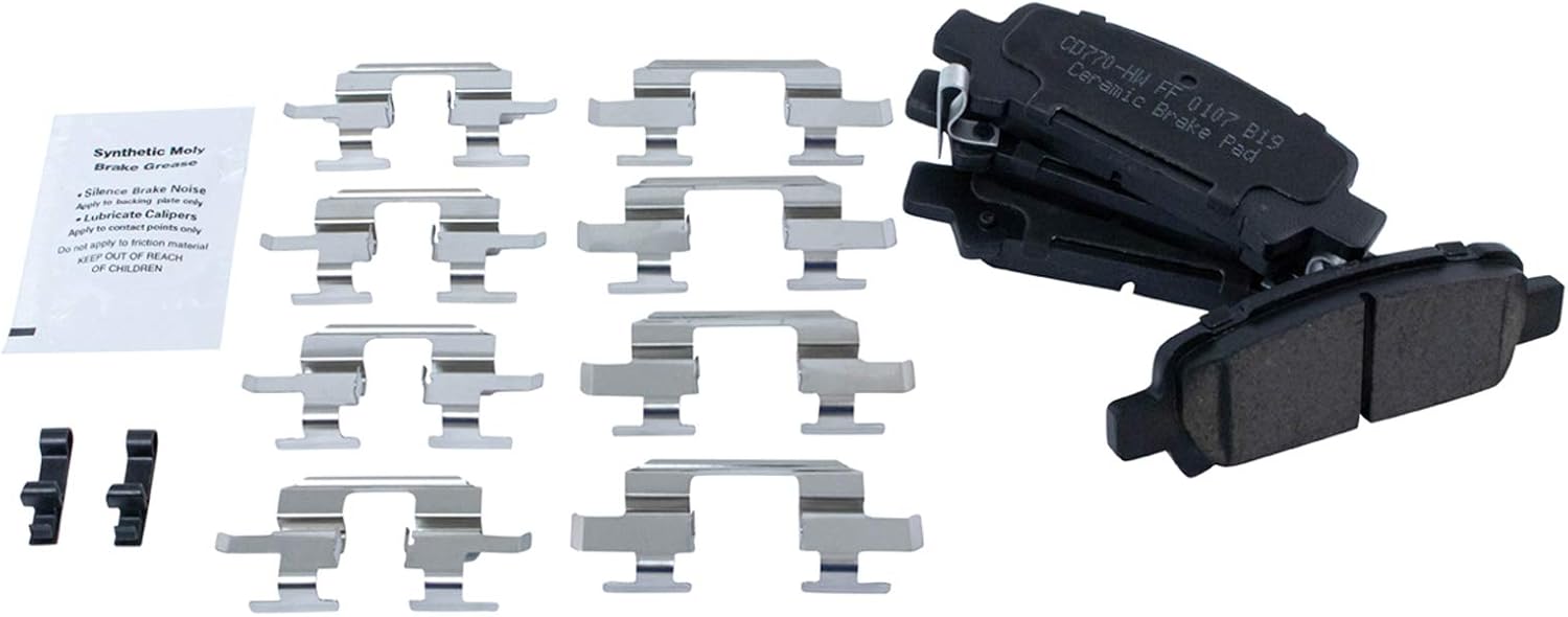 TRQ Front and Rear Ceramic Brake Pad and Rotor Set Compatible with 00 Subaru Outback, 00-01 Legacy with 277mm Diameter Front Rotors, 02 Legacy L 277mm Diameter Rotors