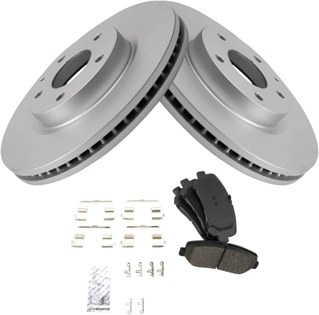 TRQ Front Brake Pad and Rotor Set Ceramic G Coated Vented Rotors Compatible with 2013-2015 Mazda CX-5