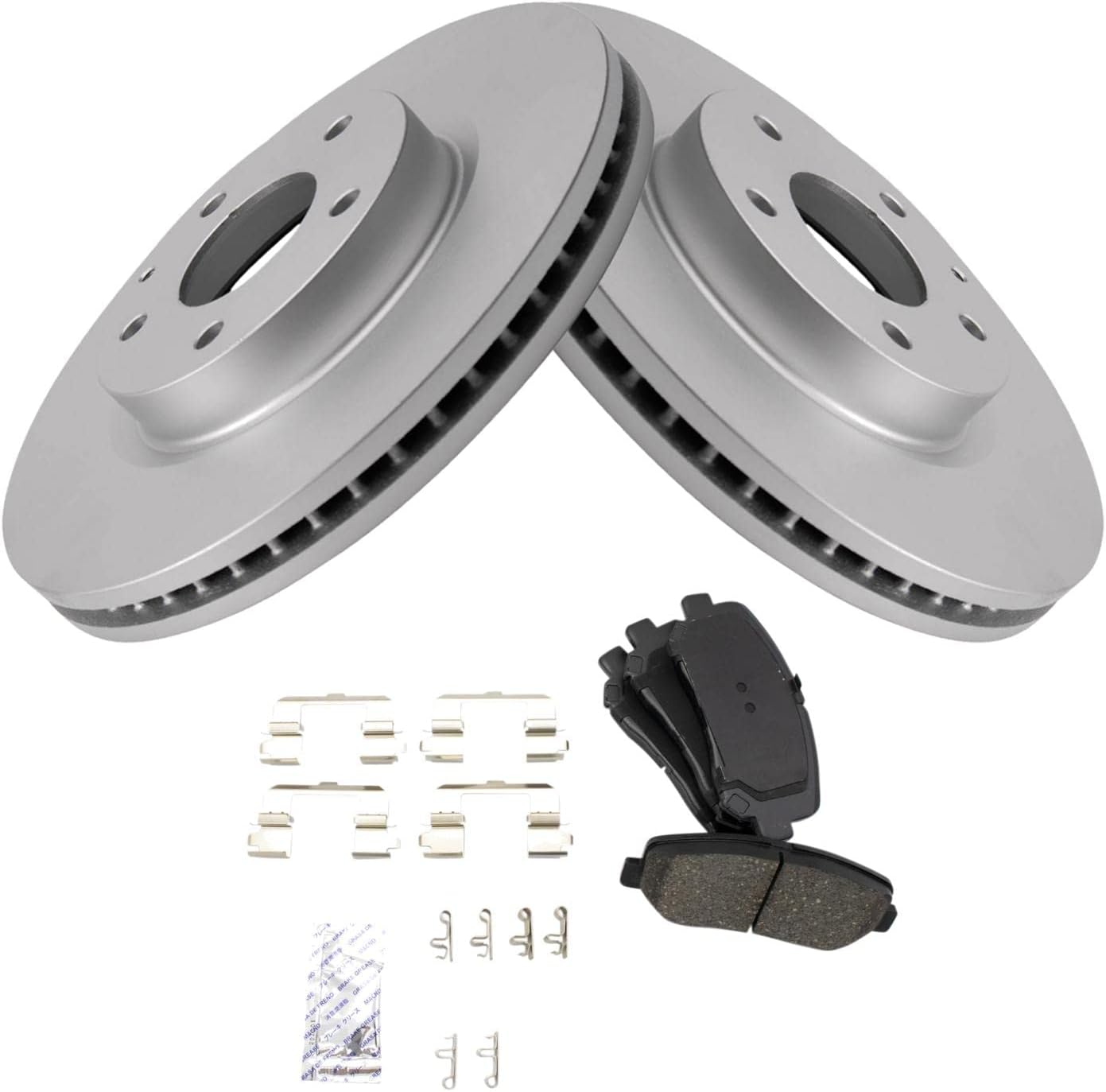 TRQ Front Brake Pad and Rotor Set Ceramic G Coated Vented Rotors Compatible with 2013-2015 Mazda CX-5