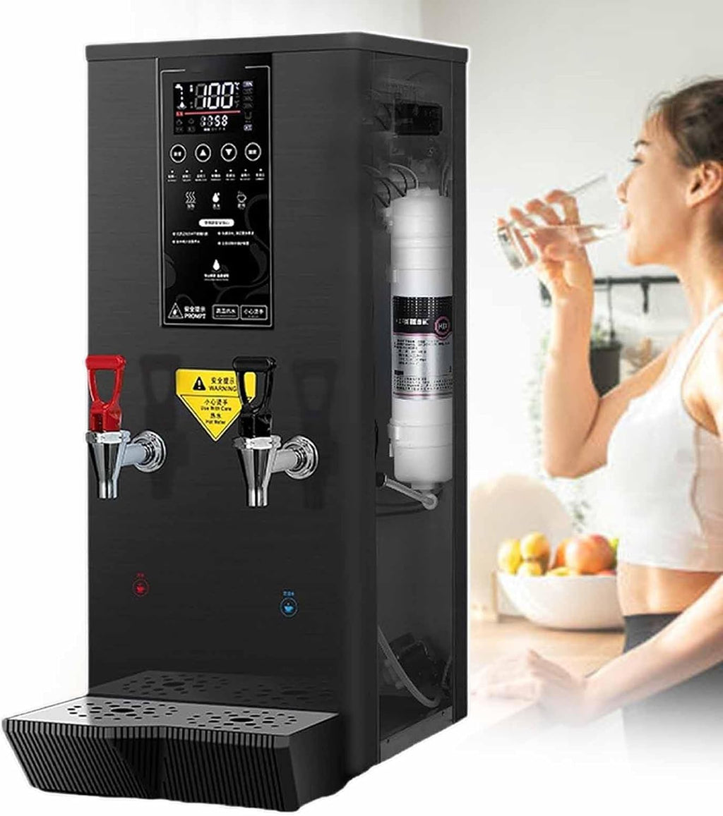Automatic Hot Water Dispenser, 2500 W Boiling Water Machine With Water Connection, Stainless Steel Inner Liner Water Boiler, Boiling Water Tap, Double Tap Design, For Tea, Coffee,Black