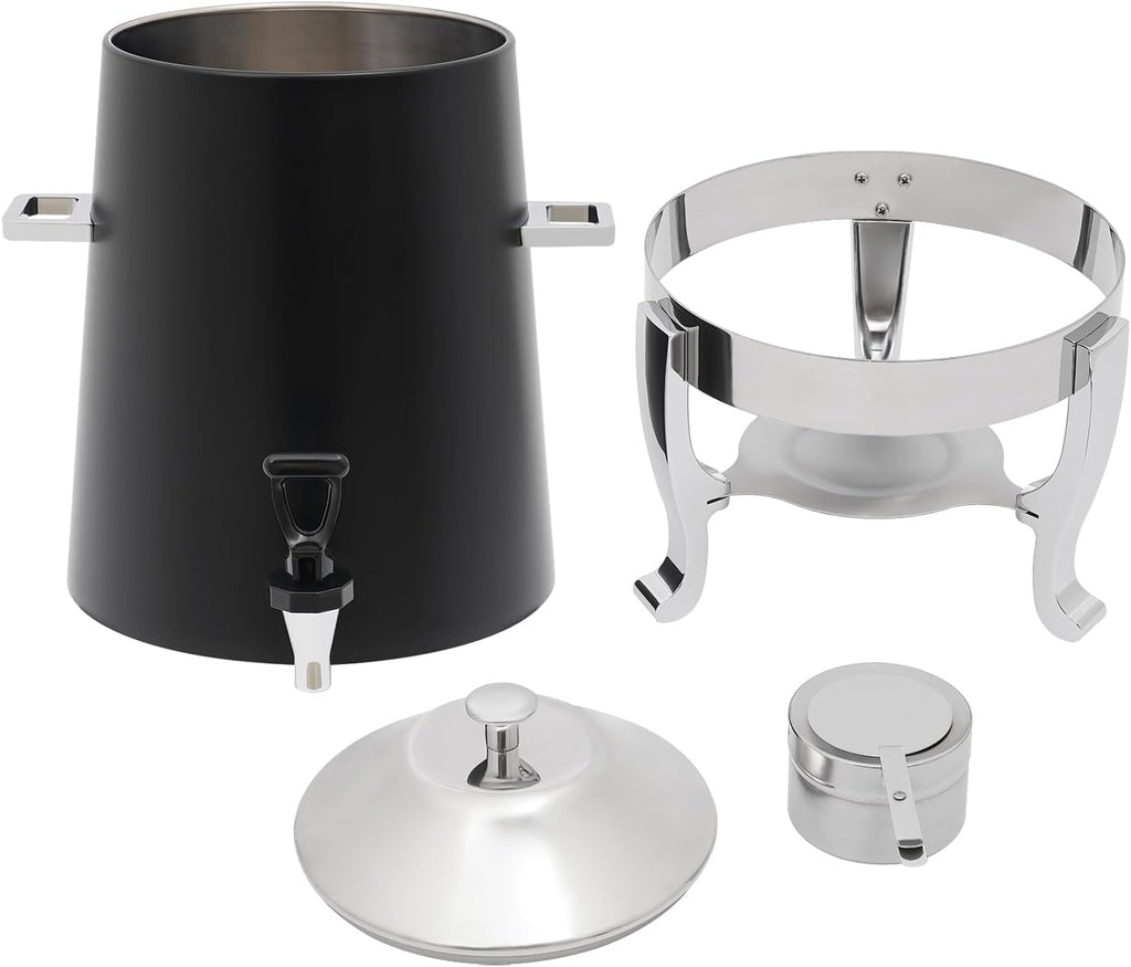 3.43 Gallon / 13L Stainless Steel Beverage Dispenser, Fuel Heating Coffee Urn with Spigot & Fuel Holder, Commercial Hot Water Dispenser Countertop for Milk Coffee Tea Water Juice