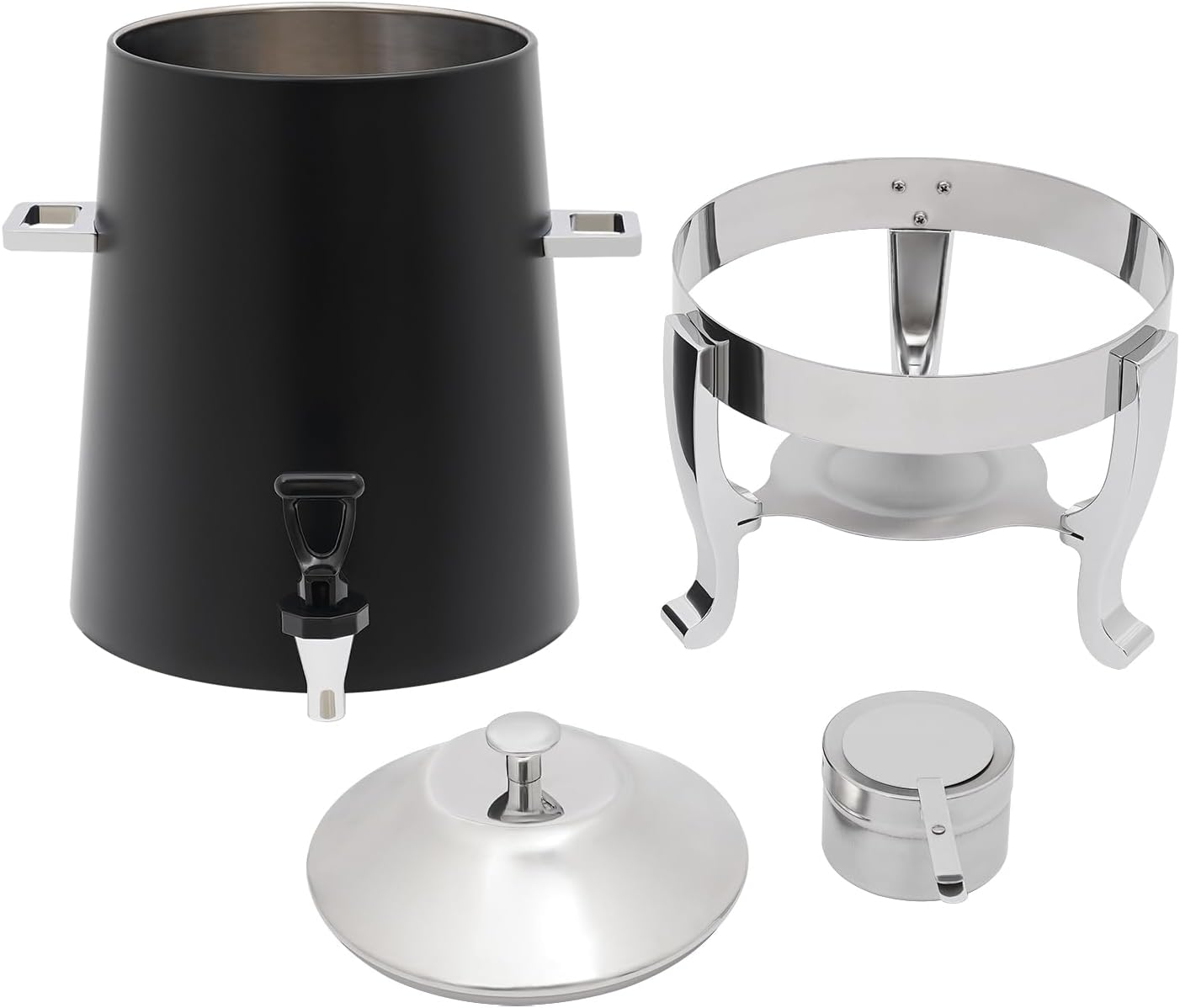 3.43 Gallon / 13L Stainless Steel Beverage Dispenser, Fuel Heating Coffee Urn with Spigot & Fuel Holder, Commercial Hot Water Dispenser Countertop for Milk Coffee Tea Water Juice
