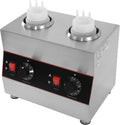 Commercial Electric Sauce Warmer Heater, 2 Grids Countertop Food Sauce Dispenser Heater, Jam Cheese Chocolate Caramel Sauce Heat Preservation Machine 86-185 ℉ 650ml (2 Bottles)