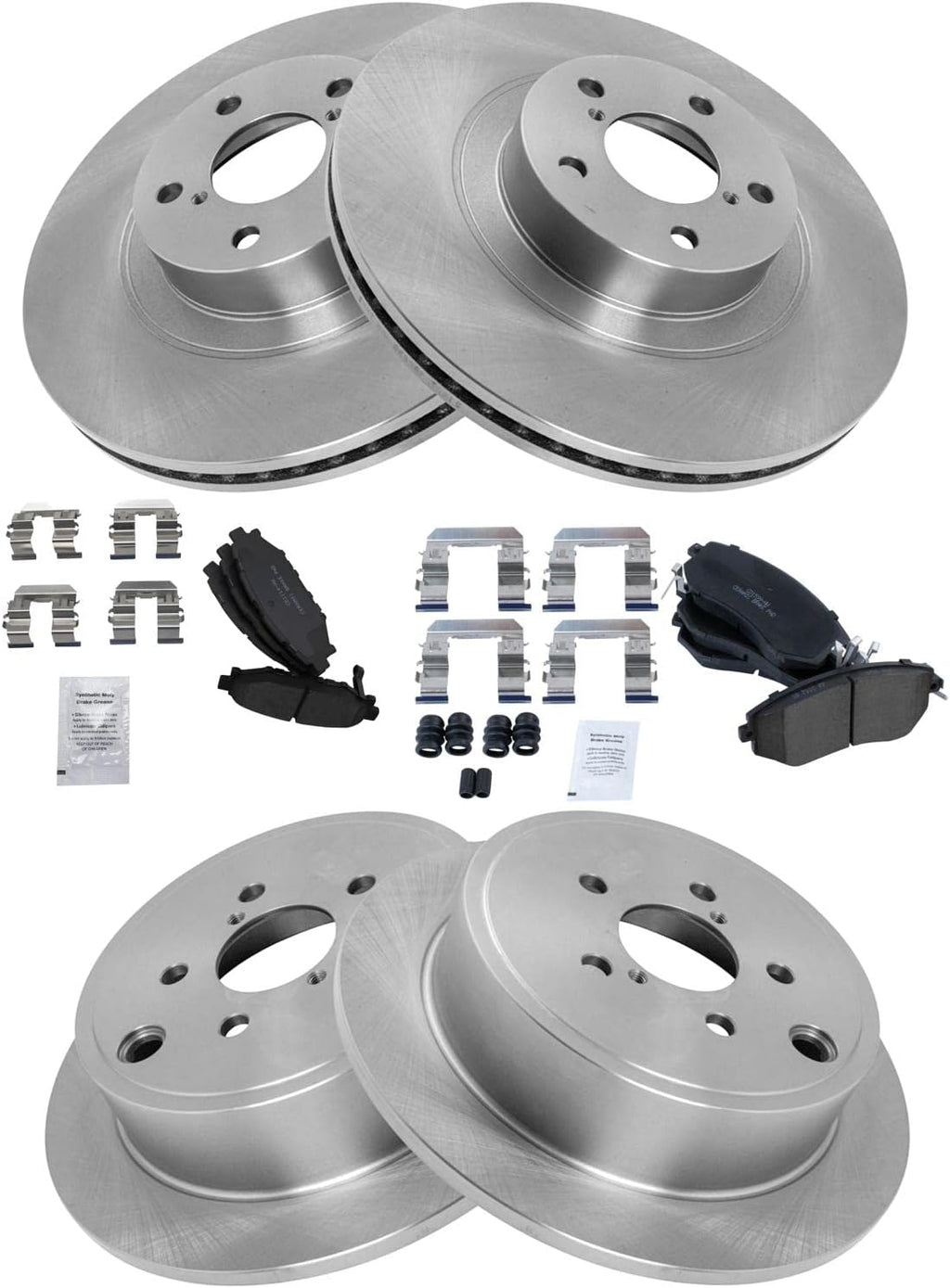 TRQ Front and Rear Brake Pad and Rotor Set Ceramic Vented Solid Rotors Compatible with 2013-2015 Subaru BRZ 2011-2013 Forester 2011-2014 Impreza 2013-2014 Legacy Outback
