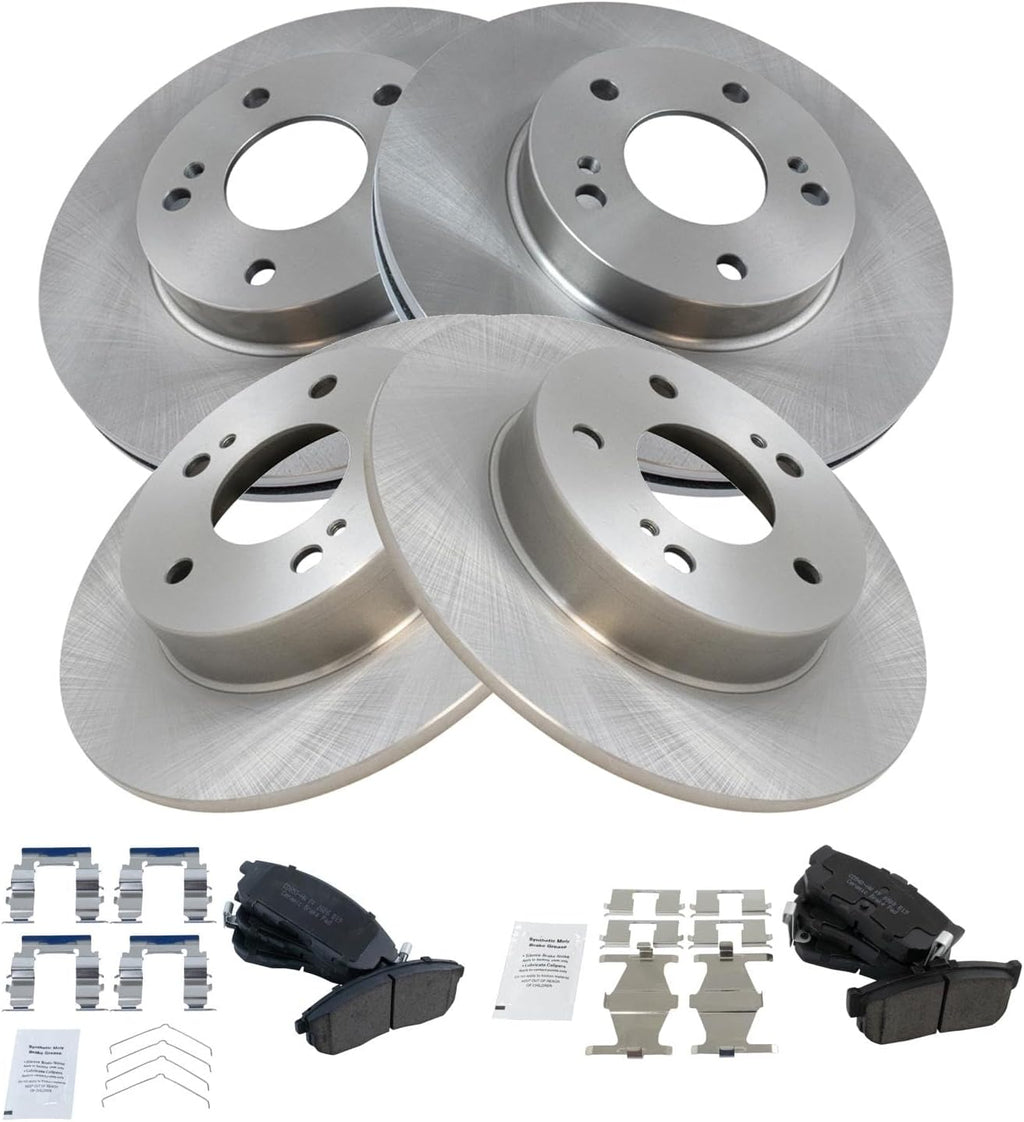 TRQ Front and Rear Brake Pad and Rotor Set Ceramic Vented Solid Rotors Compatible with 1996-1999 Infiniti I30 1994-1999 Nissan Maxima