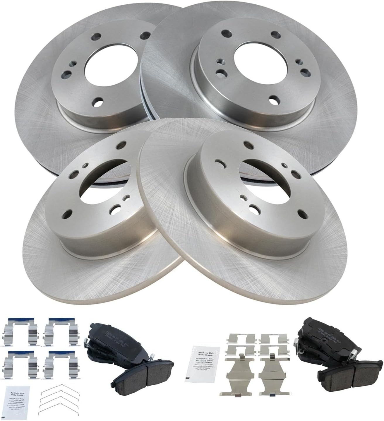 TRQ Front and Rear Brake Pad and Rotor Set Ceramic Vented Solid Rotors Compatible with 1996-1999 Infiniti I30 1994-1999 Nissan Maxima