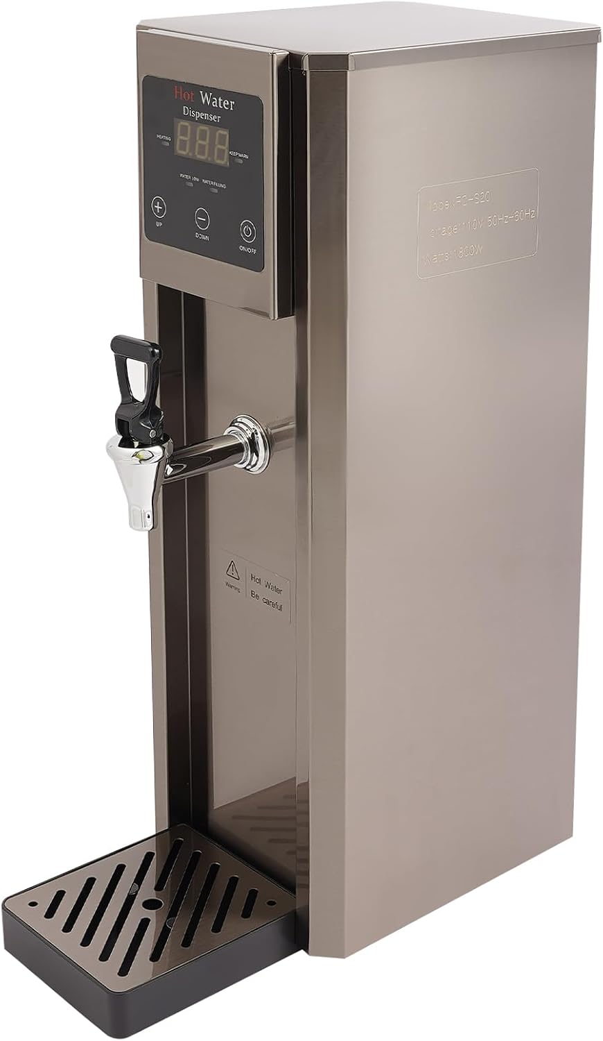 DYNAMI Commercial Hot Water Dispenser 1800W, 2.1Gal Large Electric Water Boiler 304 Stainless Steel Hot Water Machine, Adjustable Temperature,Intelligent Step Heating (2.1Gal)