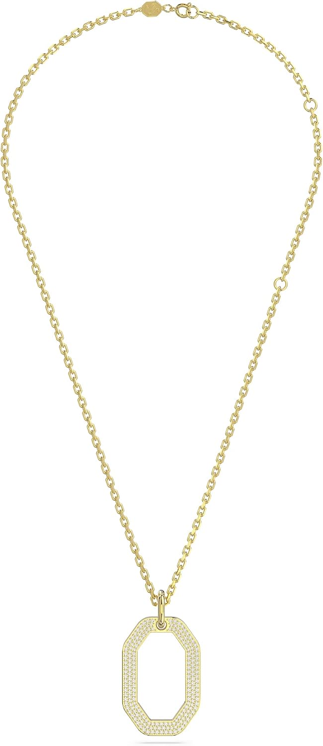 SWAROVSKI Dextera Pendant Necklace, Octagon Shape with Black Crystal Pavé on Ruthenium Finished Chain, Part of the Swarovski Dextera Collection