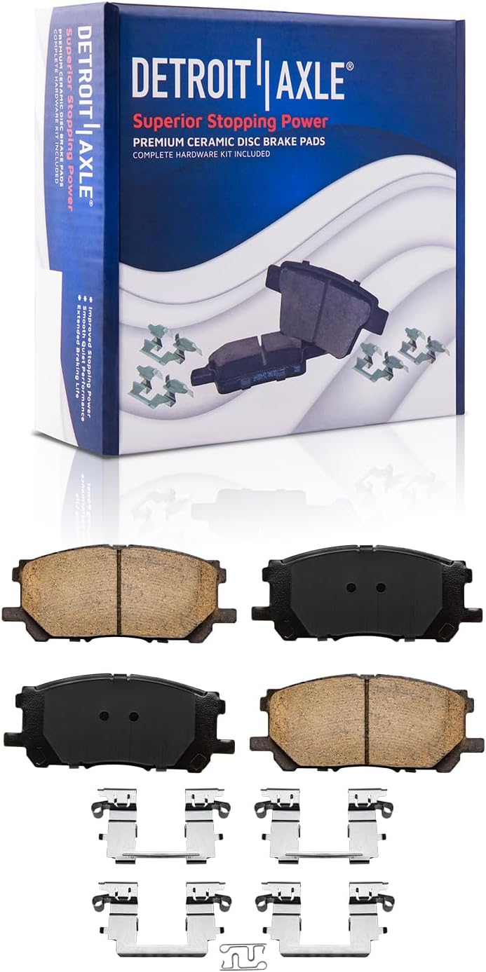 Detroit Axle - 12.56 inch (319mm) Front Drilled Brake Rotors Calipers + Ceramic Pads Kit Replacement for Toyota Highlander Lexus RX400h RX330 RX350