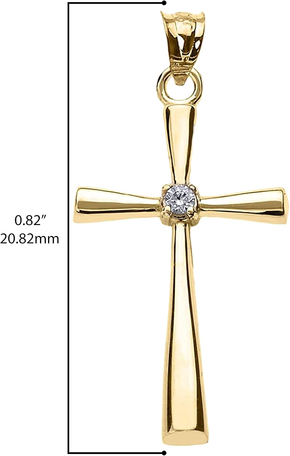Religious Jewelry 14K White, Yellow, or Rose Gold Solitaire Diamond Accented Cross Pendant Charm (K-M Color, Promo Clarity)