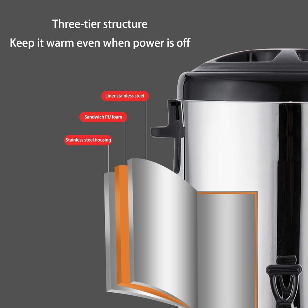 Stainless Steel Catering Boiler, 18L/20L Coffee Hot Water Dispenser-Red and Black, Beverage Commercial Water Dispenser Milk Tea Insulation for Beverage Store Party(Black 18L)