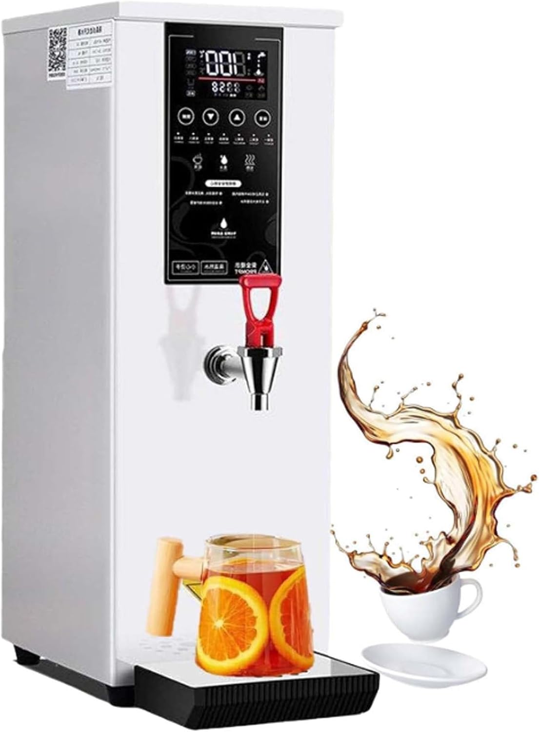 Commercial Hot Water Dispenser, Electric Countertop Step-Heating Boiler for Tea, Coffee, and Desserts in Hotels and Cafés, 60L/H Large Output White