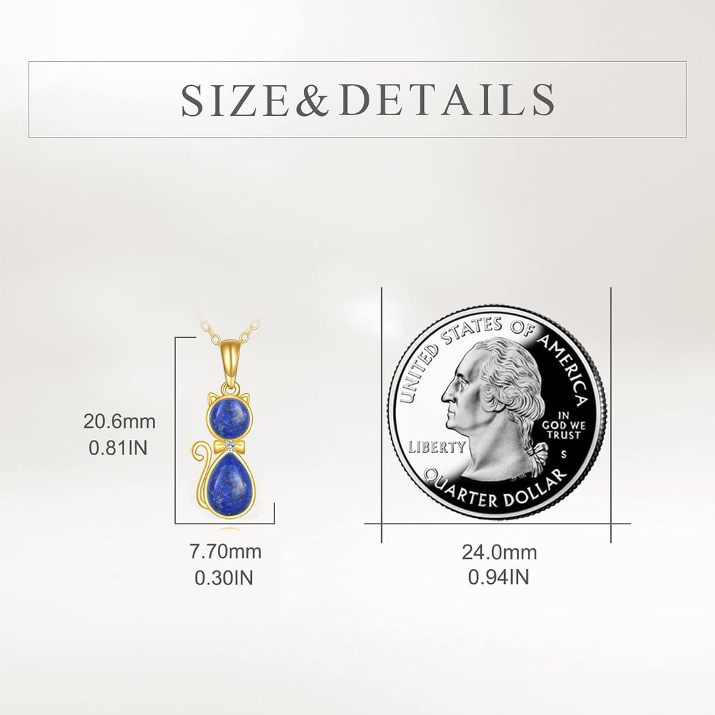 DOVRAN 14K Solid Gold Cat/Butterfly/Heart/Teardrop Necklace for Women 14K Gold Opal/Lapis Lazuli/Black Onyx Pendant Jewelry Gift for Women