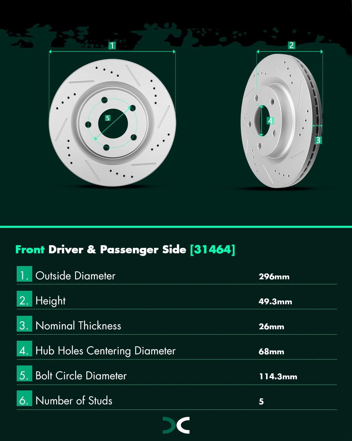 SCITOO - Brake Kits For Nissan For Altima 2013-2023 Front Drilled Slotted Brake Rotors and Semi Metallic Brakes Pads Replacement: D1650-8878;31464