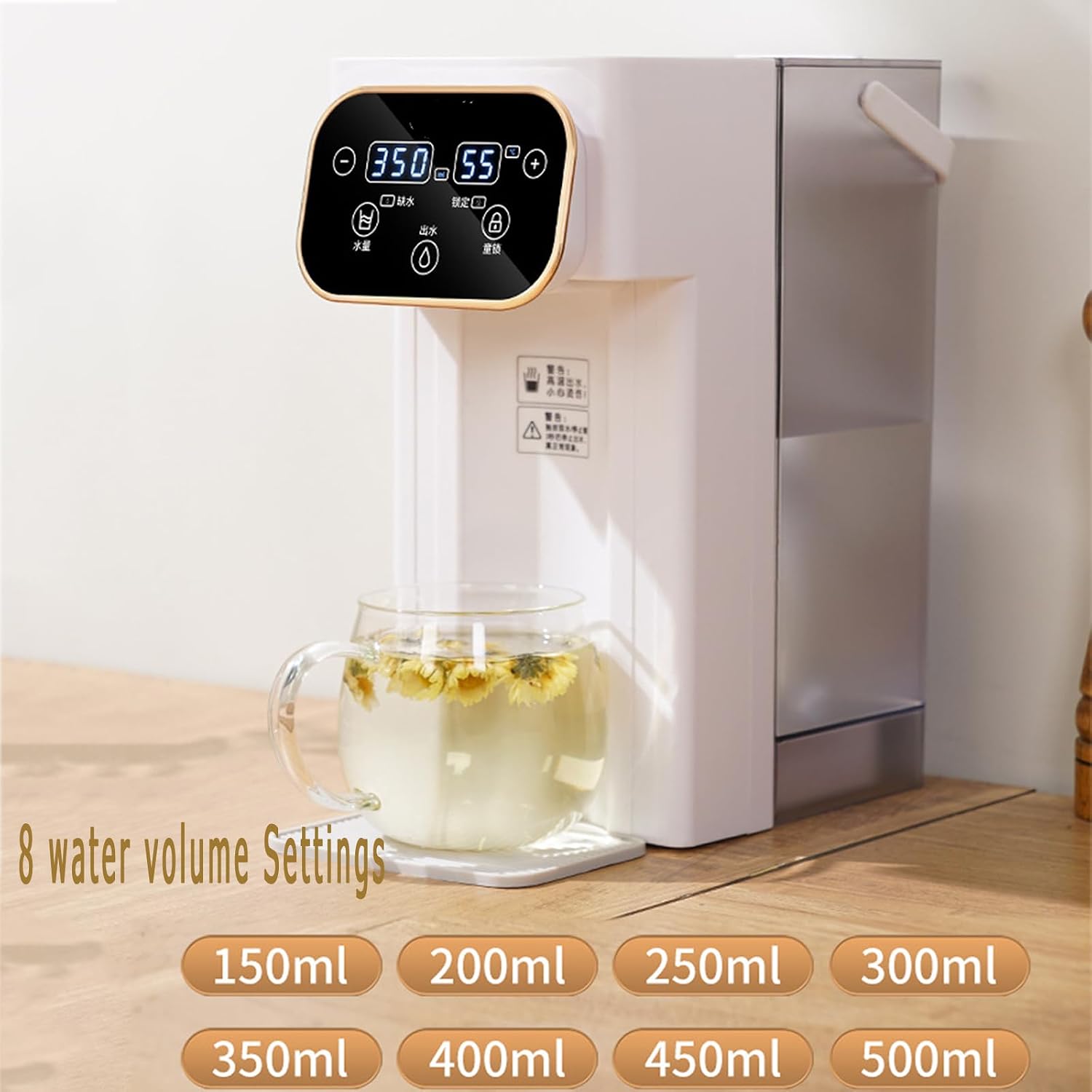 Instant Hot Water Dispenser, 2000W Countertop Water Filter System with 3L Super Large Water Tank and Safety Lock, 12 Temperatures&8 Volume Settings, Instant Heating for Coffee & Tea