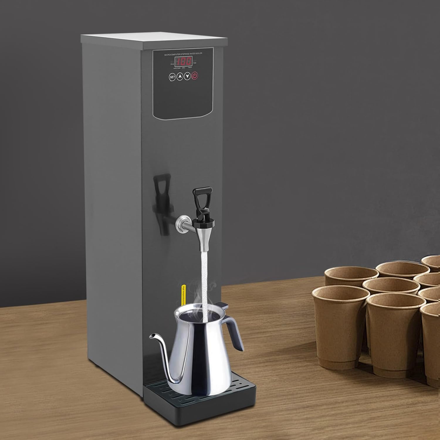 Commercial Water Boiler Hot Water Dispenser Countertop Electric Hot Water Kettle Adjustable Water Warmer Fast Heating for Tea Coffee Shop Restaurant Office, 30L