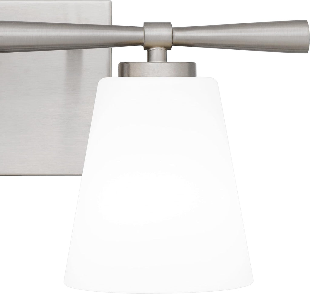 Quoizel Brindley Bath Vanity Lights, 16 Inch 2-Light Brushed Nickel Transitional Bathroom Lighting Fixtures Over Mirror, Opal Etched Glass Shades, Wall Mount Light for Bathroom