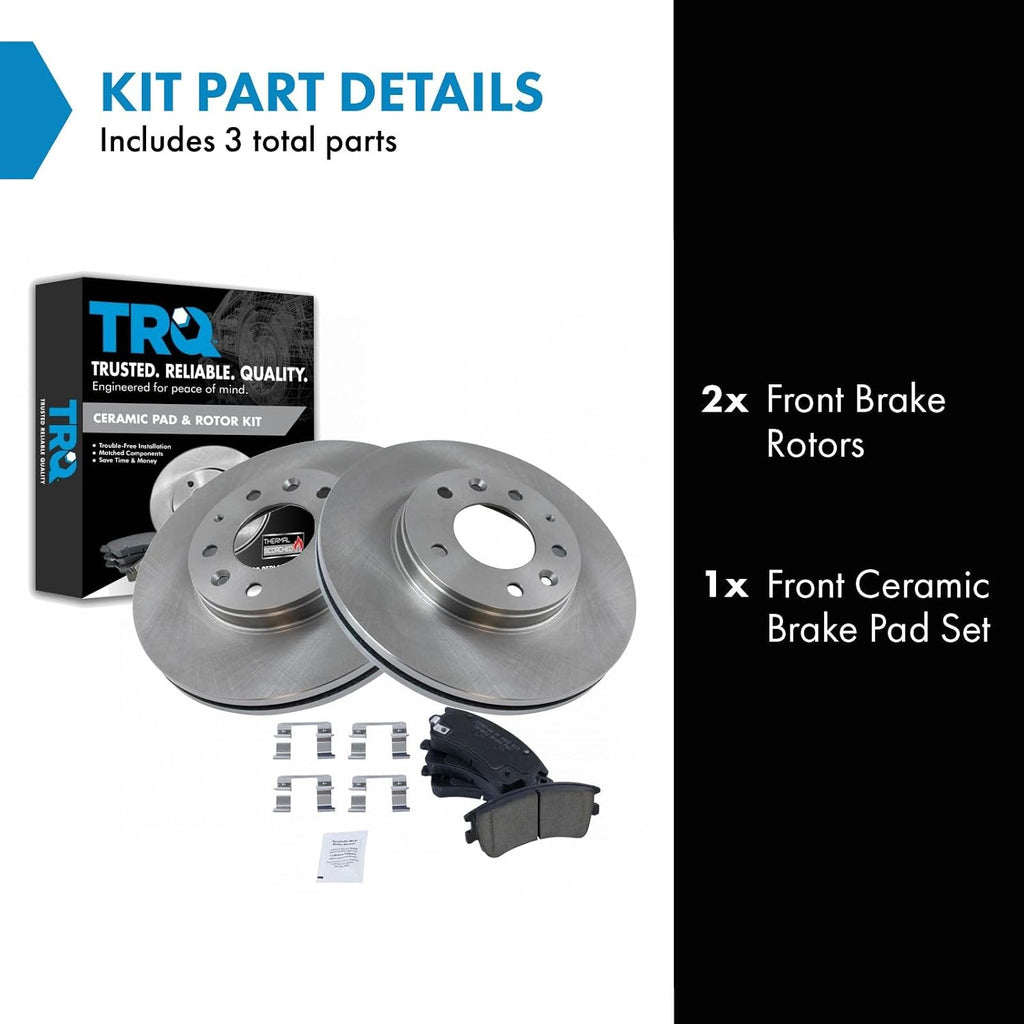 TRQ Front Brake Pad and Rotor Set Ceramic Compatible with 2003-2005 Mazda 6